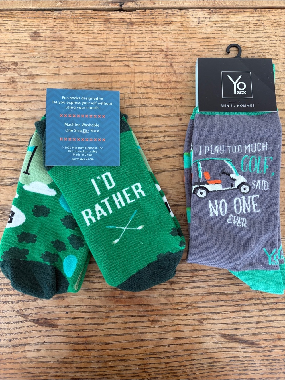 Green & Gray Men’s Casual Golf Crew Socks - Pack of 2